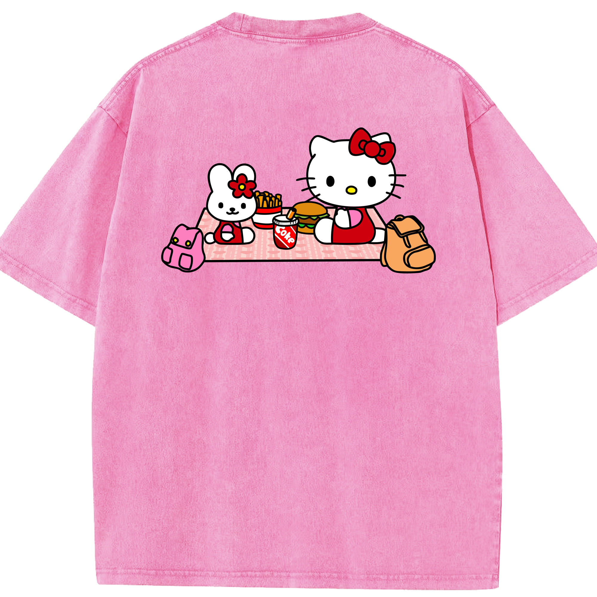 （画像用） Hello Kitty ハローキティ 綿100% ヴィンテージ風 半袖Tシャツ（背面プリント）